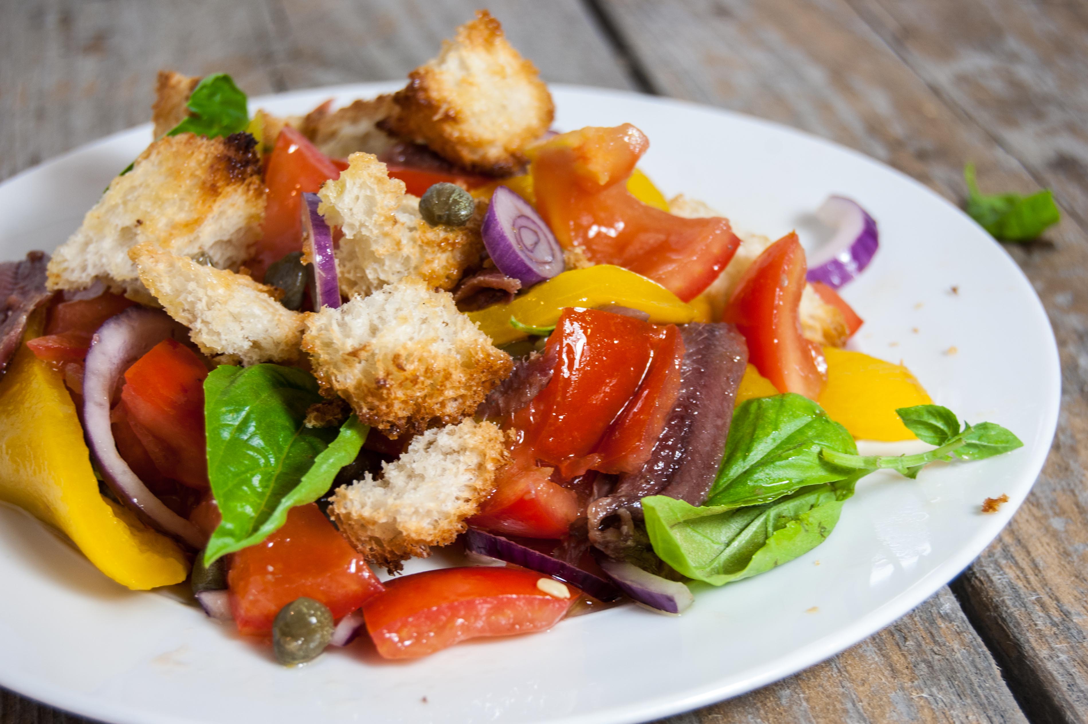 Panzanella, (Tuscan Bread And Tomato Salad) - Sourdough&Olives